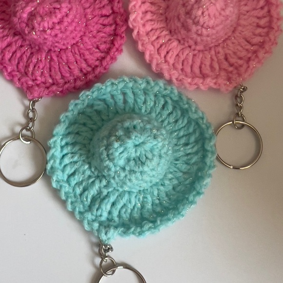 Handcrafted Turquoise Crochet Keychain - Picture 4 of 6
